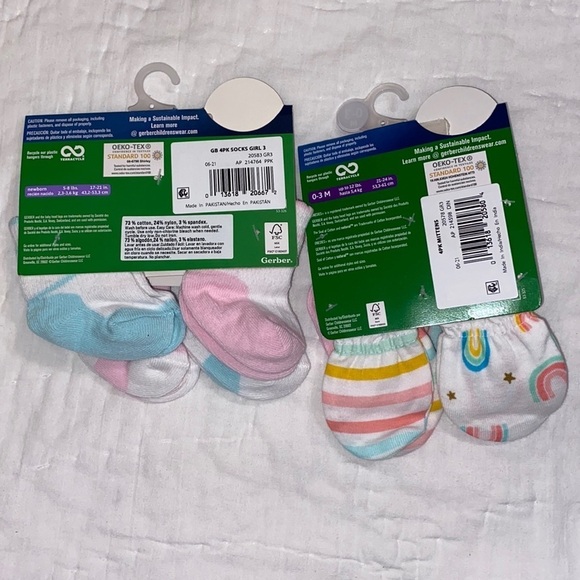 NEW Gerber Baby Girls mittens and Socks Bundle NWT - Picture 2 of 3